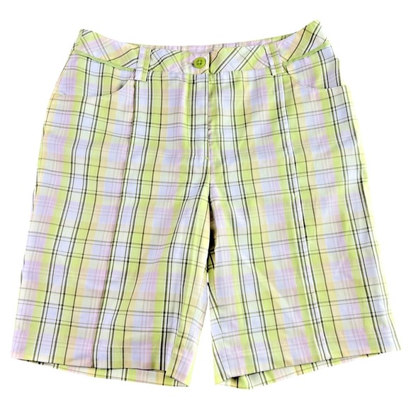 EP Pro Pants - EP Pro NY Women's 8 Green Pink Plaid Golf Shorts Preppy Athletic Outdoors Tennis